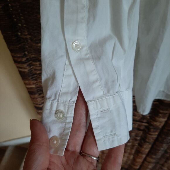 J. Crew Button Up Shirt Women Medium White Oversized Boyfriend Tunic Minimalist - Picture 4 of 7